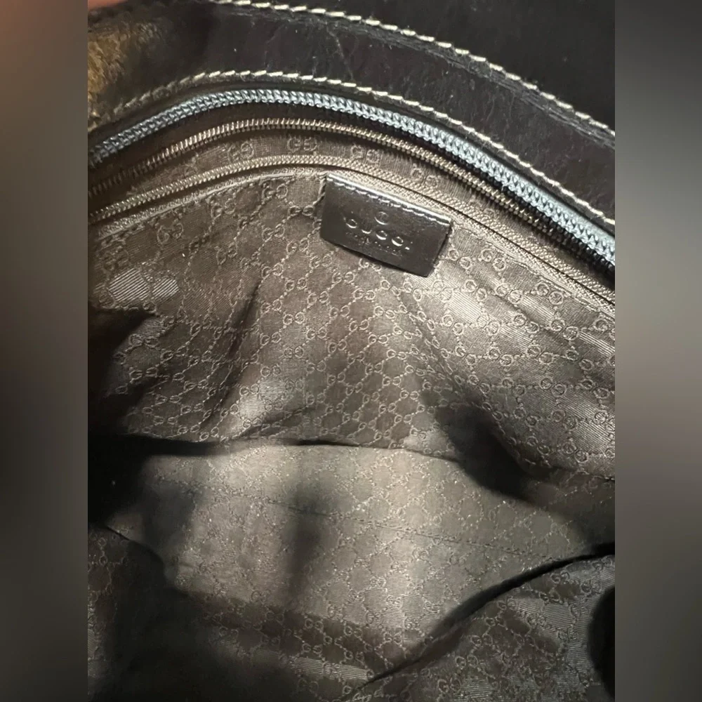 GUCCI Web Sherry Line Tote Bag Canvas Leather Purse- 💎Authenticated 💎 - Picture 10 of 16